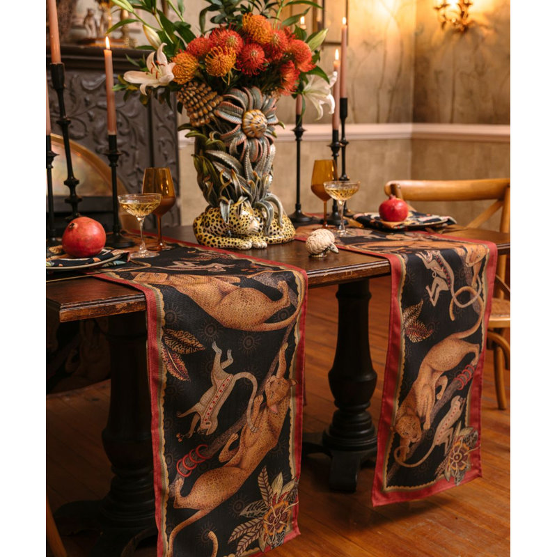 Monkey Tales Table Runner - Linen, 94" L, Night