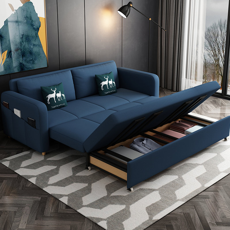 Canapé de salon simple en lin avec rangement rétractable, 78.7" W