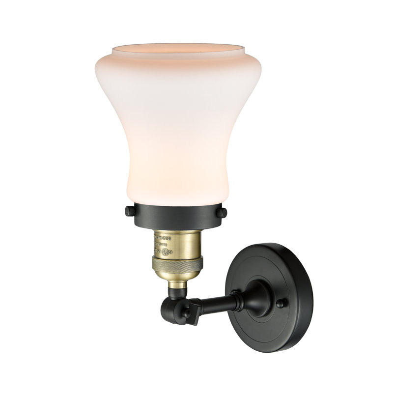 Edda Dimmable Bath Sconce, 6 Watt Vinage LED Bulb, Black Antique Brass, Matte White