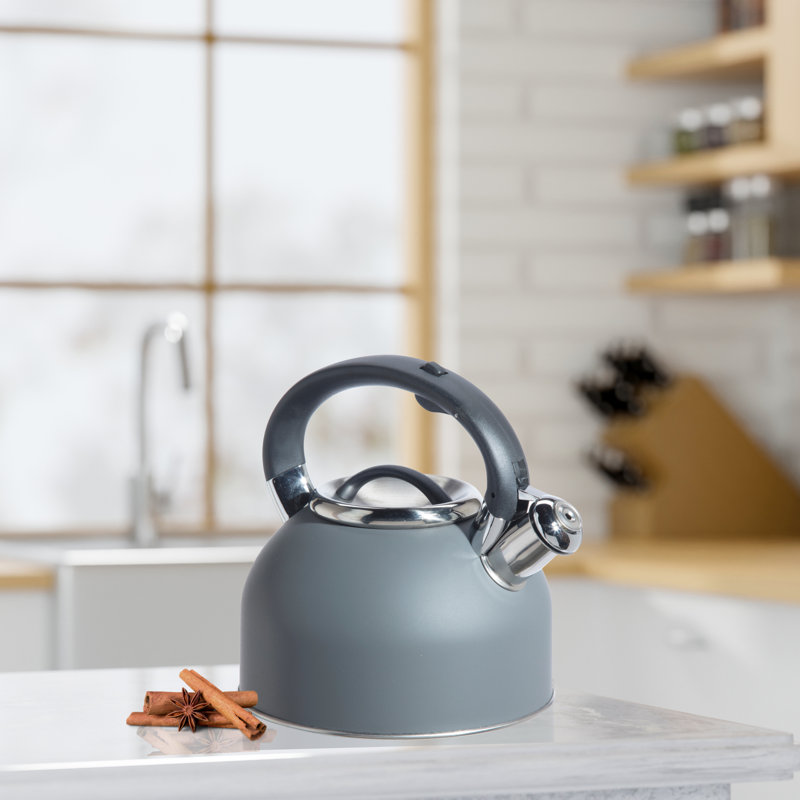 Bouilloire à sifflet en acier inoxydable Oggi Brew (1,9 l, 64 oz), gris