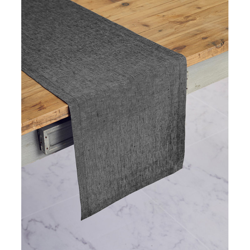 100% Pure Linen Table Runner - Athena, 72" x 14", Charcoal Gray