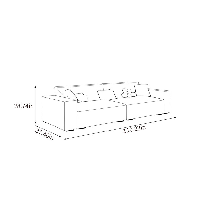 Canapé de salon de beauté moderne et simple, H 28,74 po x l 110,23 po x P 37,4 po, 4