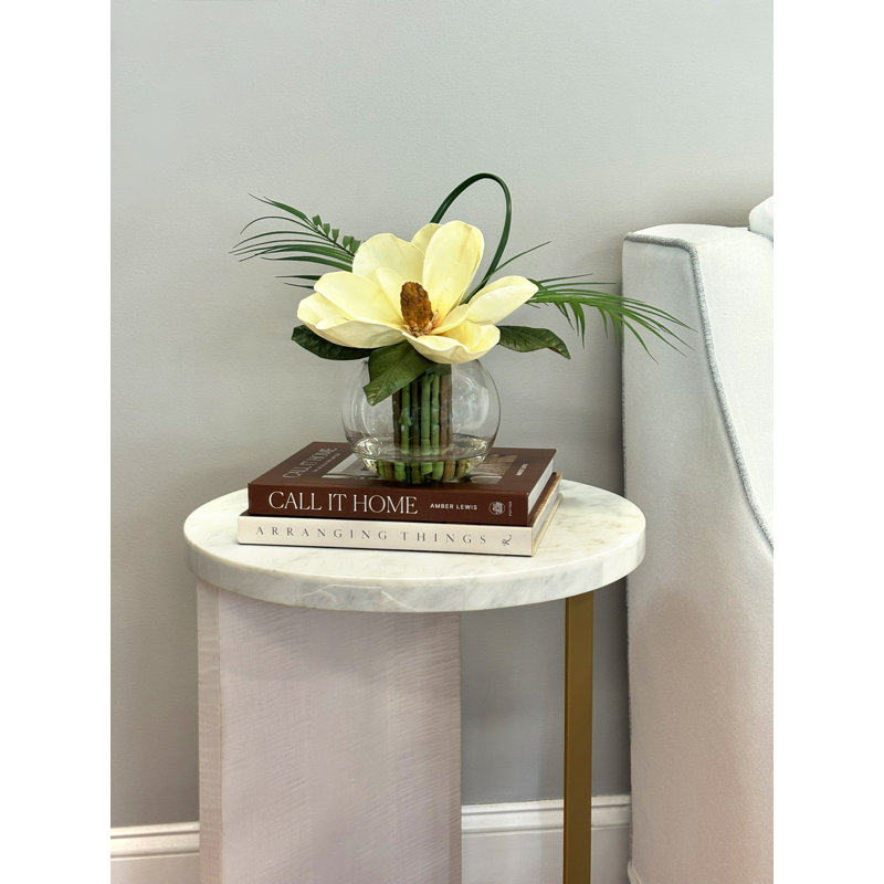 Tropical Magnolia with Palm Leaves