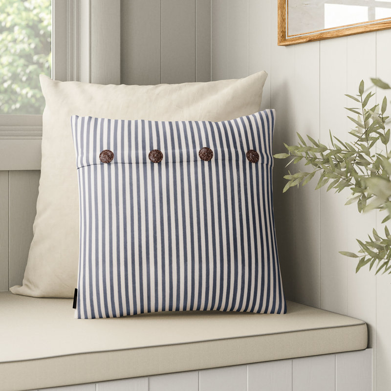 Kensing Buttons Cotton Throw Pillow, Navy/White