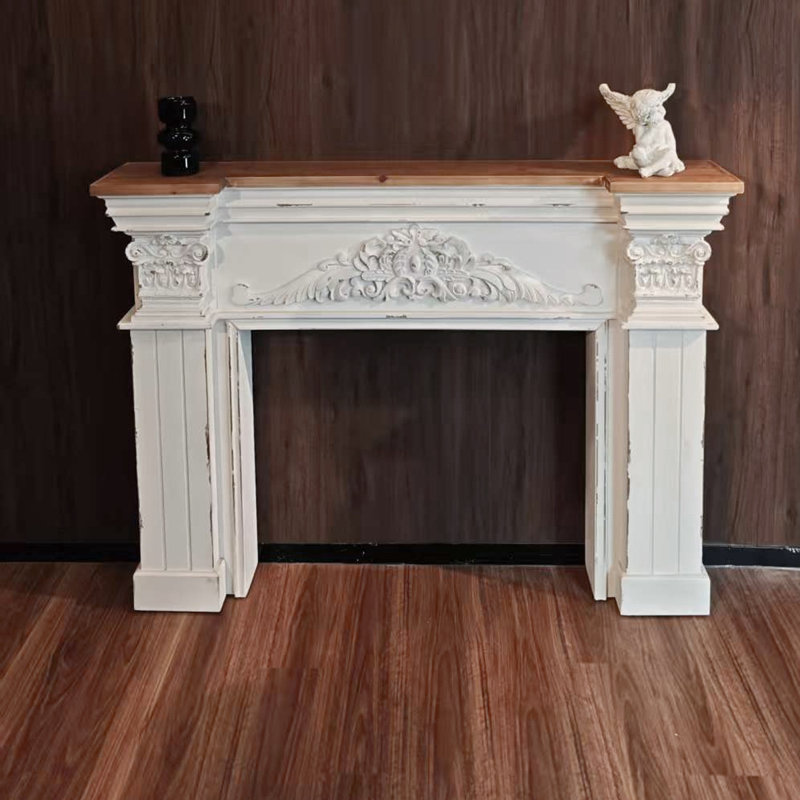 American retro fireplace decorative cabinet, 43.31" H x 58.27" W x 11.02" D