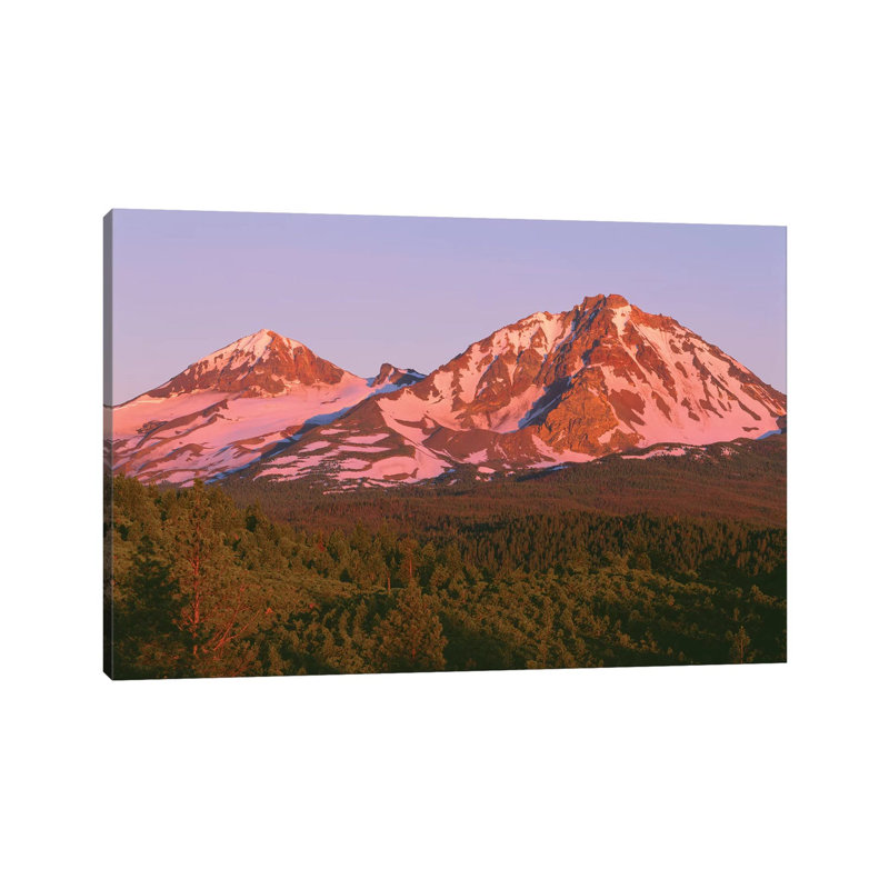 Or, Deschutes Nf. Sunrise Reddens Middle Sister and North Sister in the Three Sisters Wilderness. 1 Piece Wrapped Canvas Wall Art