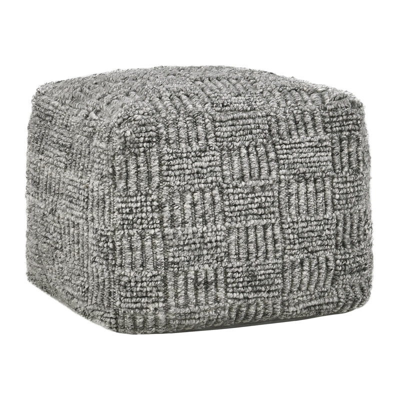 Shades 18" Recycled Fabric Indoor Outdoor Pouf, Gray, Gray