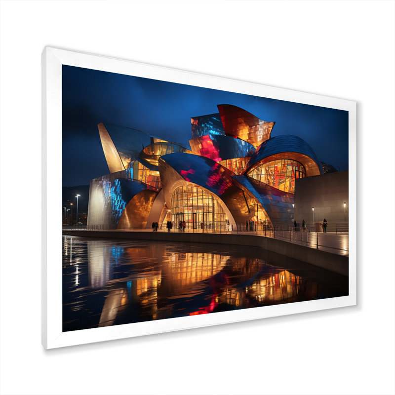 Espagne, musée Guggenheim, Bilbaoin IV sur toile, H 16 po x l 32 po x P 1 po, Cadre simple blanc