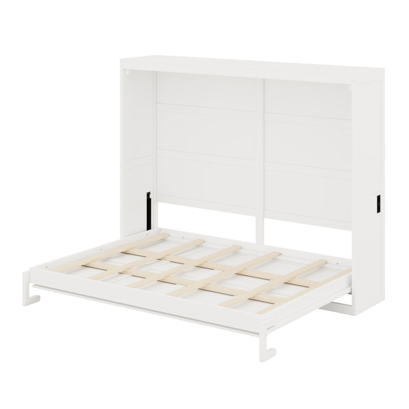 Murphy Bed Cabinet Wall Bed Chest, White, Queen