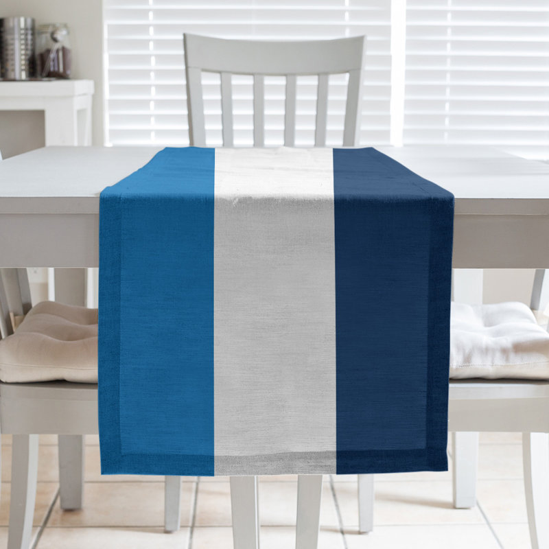 Chemin de table basket Philadelphia, Bleu / blanc / bleu marine, L 90 po x l 16 po, Polyester sergé