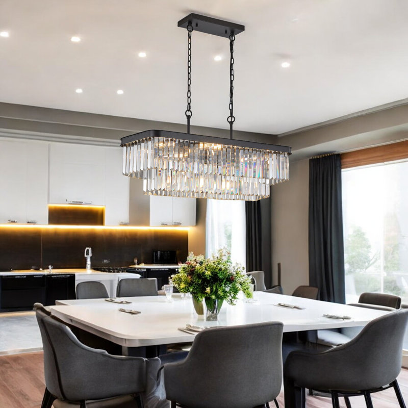 Jhonnell 11 - Light Square / Rectangle Chandelier, Matte Black