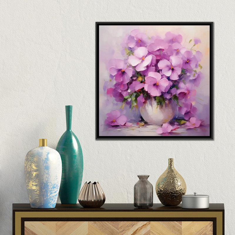 Lilas Violas - reproduction d'art murale encadrée, Noir, Reproduction encadrée sans passe-partout, H 18 po x l 18 po