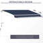 10' X 8' Retractable Yard Awning - Blue & Water- Shielding, With Aluminum Frame And Hand Crank For Patio, Deck, Balcony ,