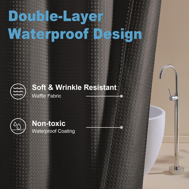 Saegan Fabric Shower Curtain, Black