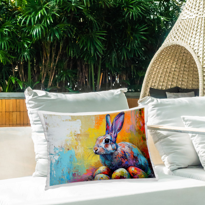 Coussin décoratif imprimé abstrait Pâques Joy