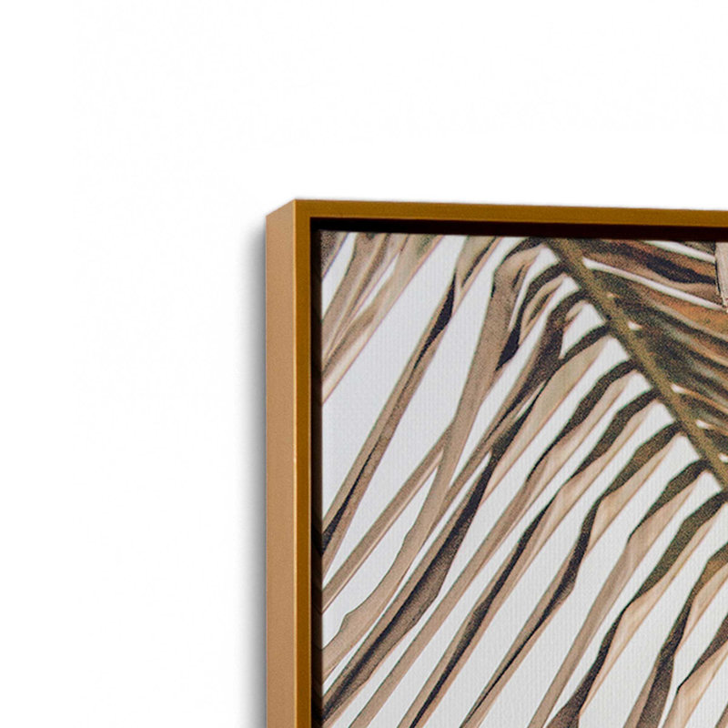 «Palm Leaf Serenity», reproduction sur toile tendue, H 30,75 po x l 20,75 po x P 1,75 po, Cadre flottant or poli