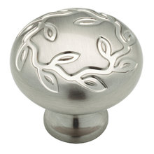 (Paquet de 5) (Paquet de 2) Poignée feuille et vigne de 1-1 / 4 po, Nickel satiné