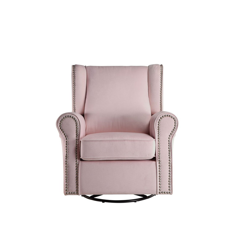 Fabric Glider Chair With Swivel, Oui, Rose