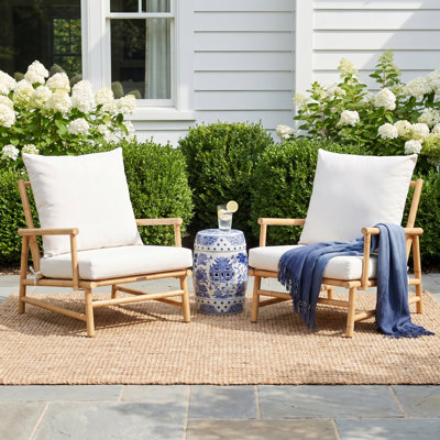 Ensemble de 2 fauteuils d'extérieur rembourrés de style bohémien avec coussins