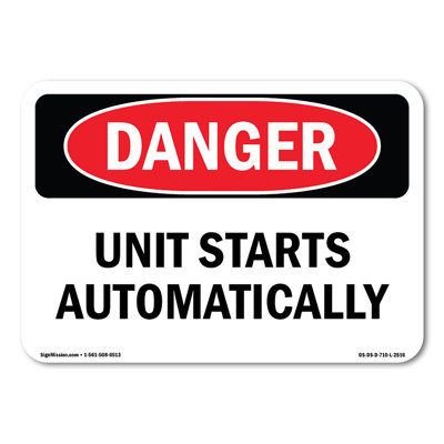Unit Starts Automatically Decal 10" X 7"