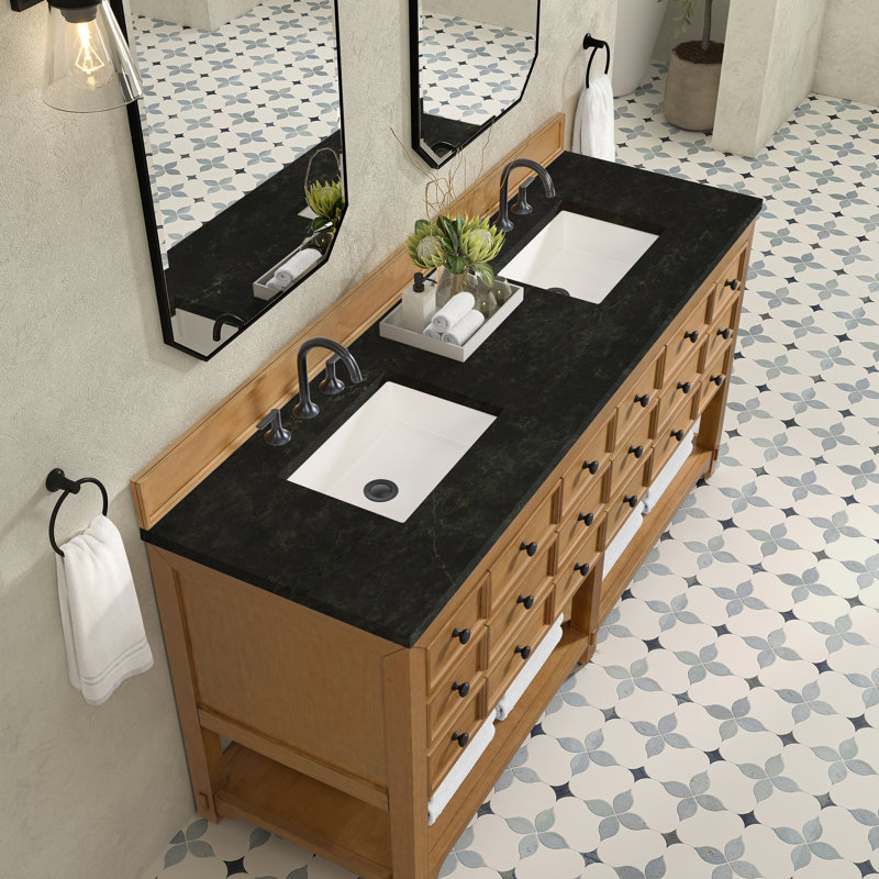 Malibu 72'' W Double Vanity, Widespread, Amber Birch, Phantome Eclos