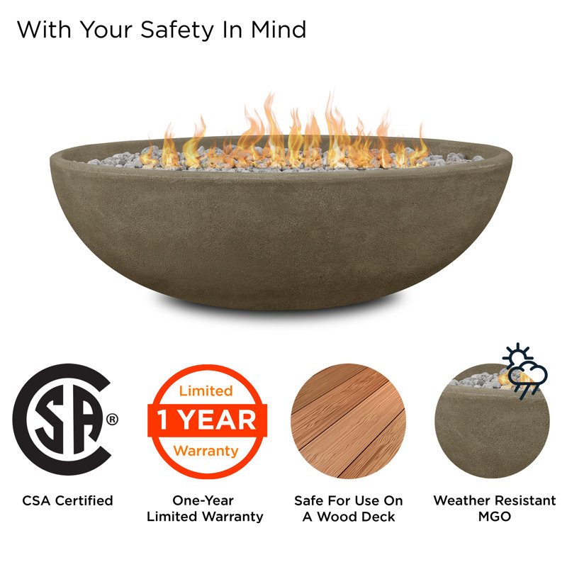RIVERSIDE Oval Propane Fire Bowl by Real Flame, Glacier Gray, 15.25" H x 48.25" W x 28.25" D