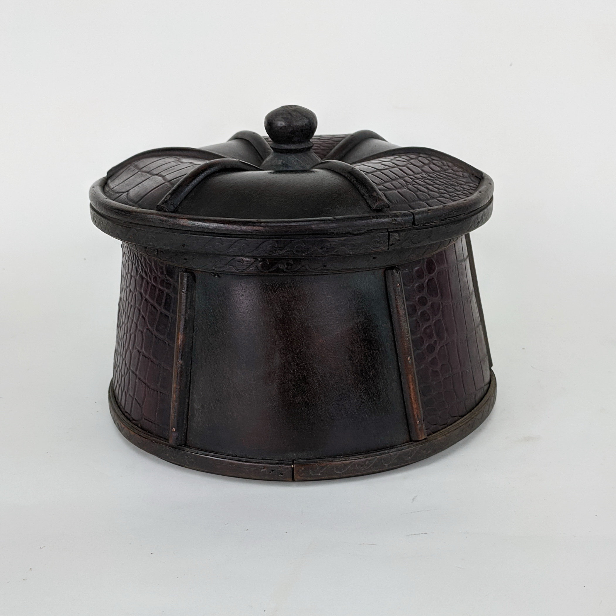 Bungalow Rose Bamboo Round Covered Box With Leather Trim - Wayfair Canada