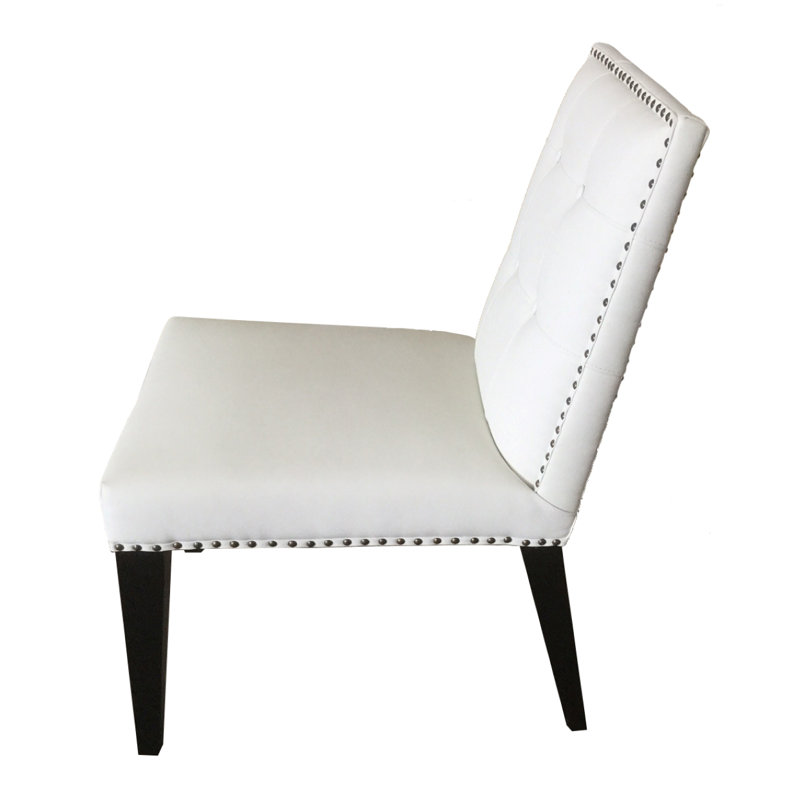 Chaise d'appoint en cuir crème Vianet