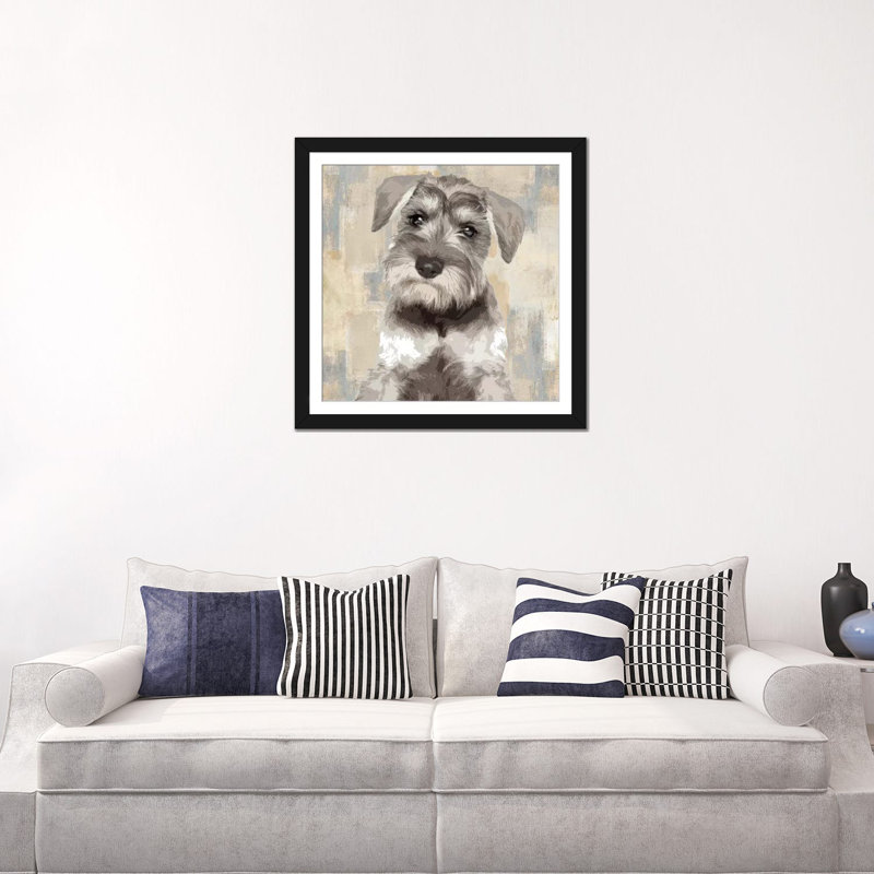 « miniature schnauzer », impression sur toile, Papier d'art encadré noir, Blanc, H 24 po x l 24 po x P 1 po
