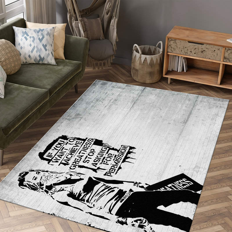 Modern Printed Rug with Soft Pile and Intricate Geometric Design Perfect for Enhancing Your Living Room or Bedroom Decor