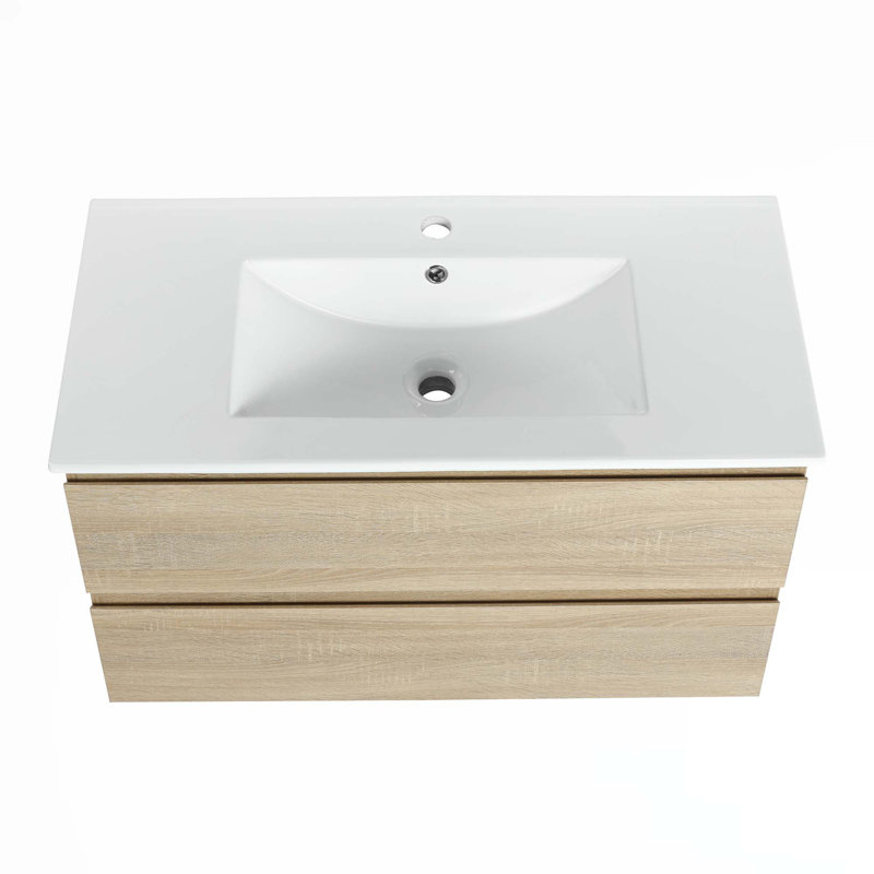 Wall-Mounted Bathroom Vanity With Ceramic Sink