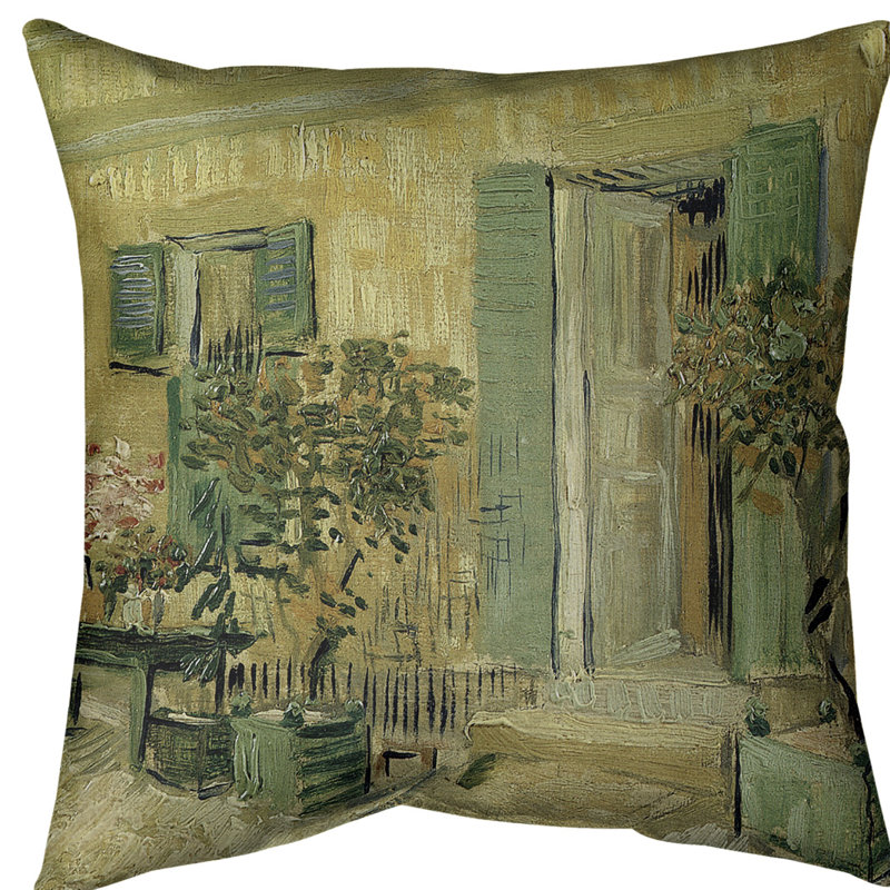 Entrée d’un restaurant dans un coussin euro asnieres, Jaune, Polyester filé