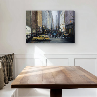 In the City - Gray Car Metal Print for Home Decor