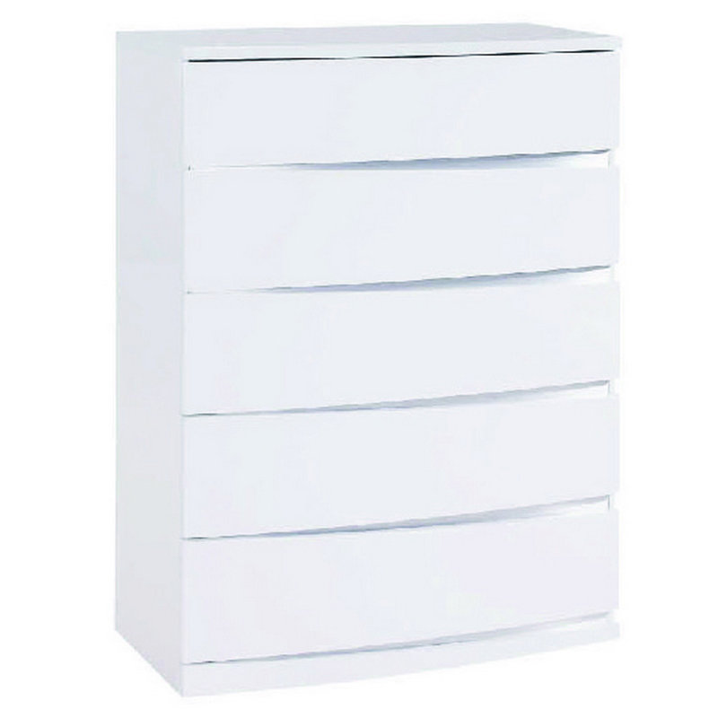 Commode 5 tiroirs Bierman, Blanc