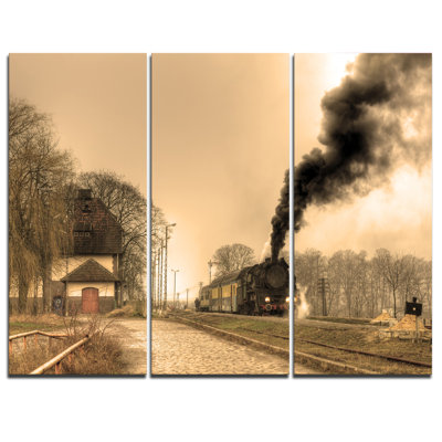 Vehicle Retro Steam Train Canvas Graphic Art 3-Piece Set - Steam Train
