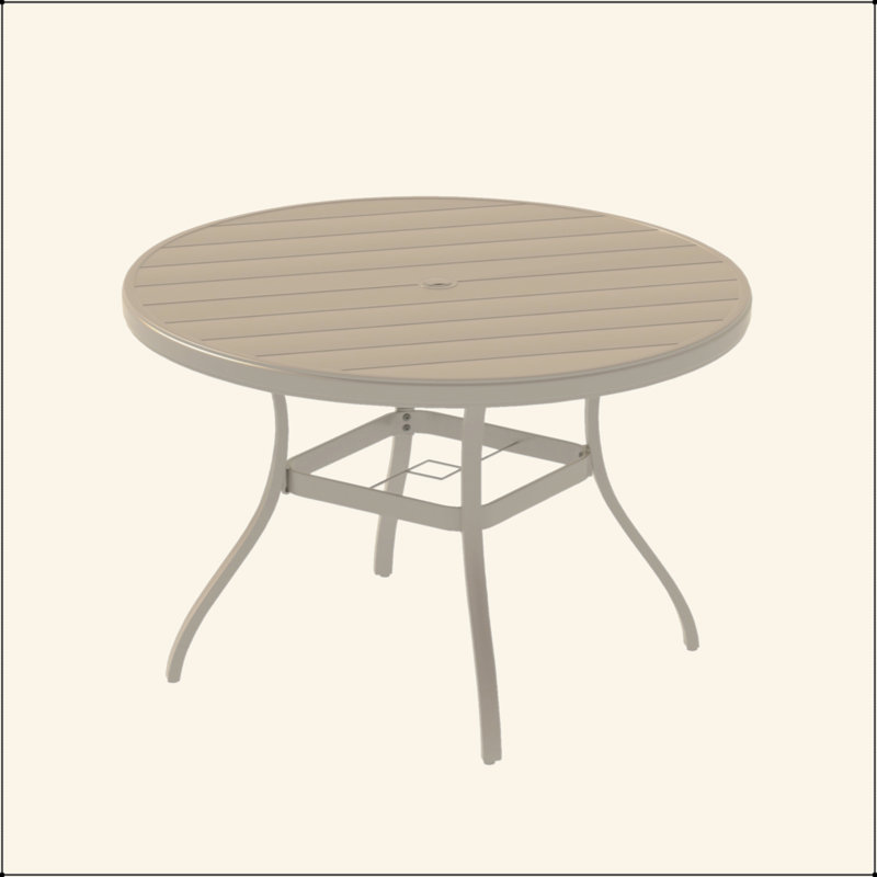  Table de salle à manger 40,6 "ronde pour toutes les saisons pour 4 à 6 personnes, en métal antirouille avec trou de parasol réglable pour le jardin, la terrasse, la piscine et la cour