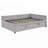 Full Size L-Shaped Upholstered Daybed with Twin Trundle, Stylish Stripes, No Box Spring Needed, Gray-1450109623