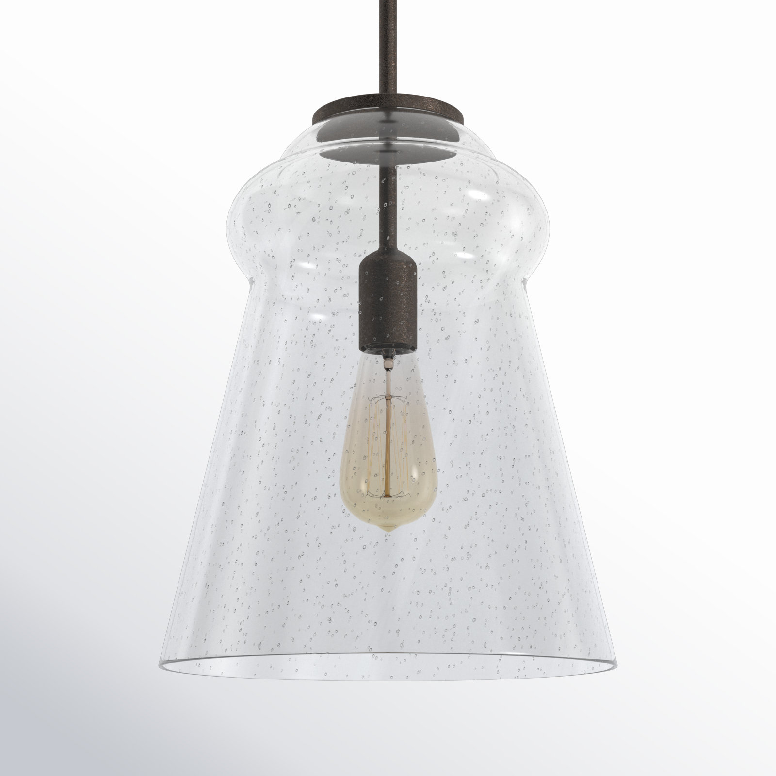 Single Light Glass Steel Dimmable Pendant, Dark Weathered Iron