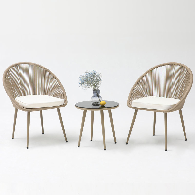 Ensemble de salle à manger 29,5 po avec coussins Round, Brun / blanc
