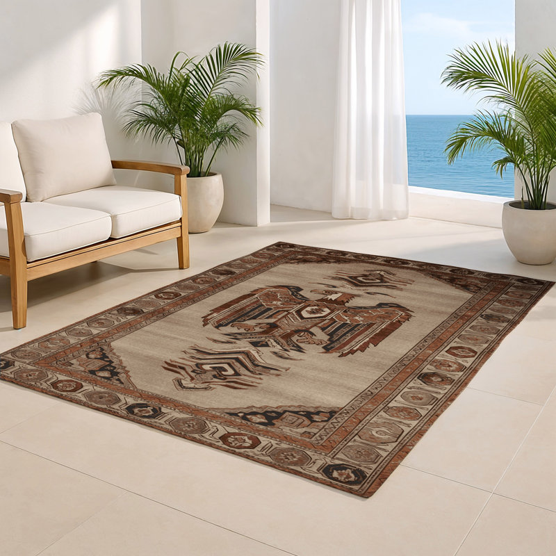 Persian Gray Indoor and Outdoor Area Rug, Rectangle 8' x 10'