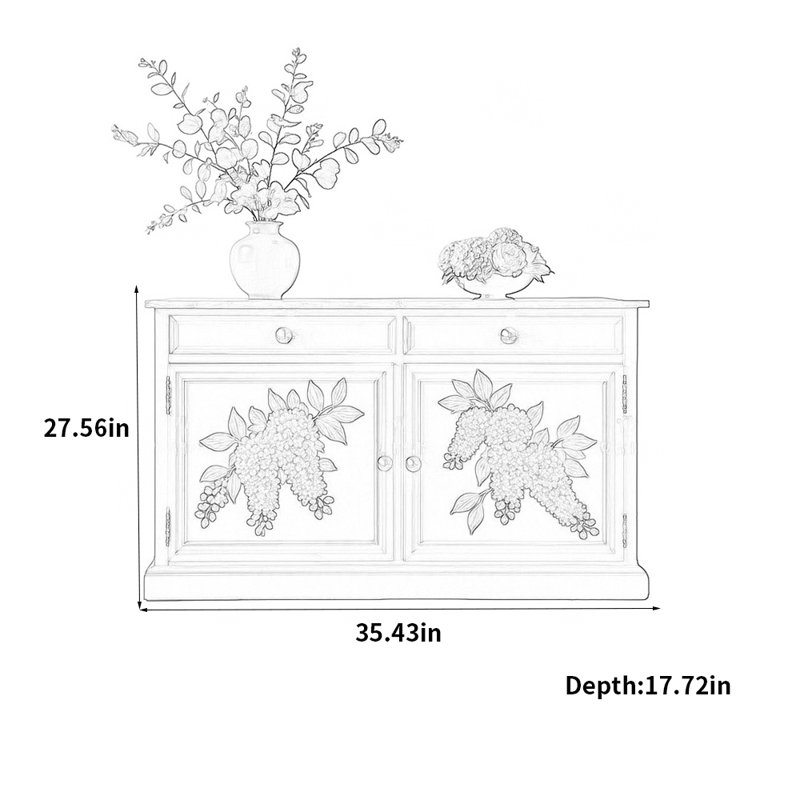 Armoire d'entrée rétro en bois massif peint