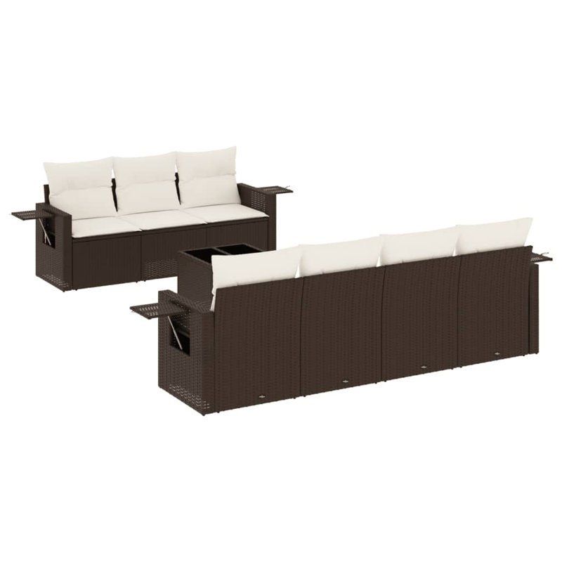 Ensemble de canapé de jardin Vidaxl et crème, Brun