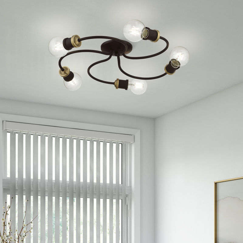 Grand luminaire encastré 5 lumières 20 po, Bronze