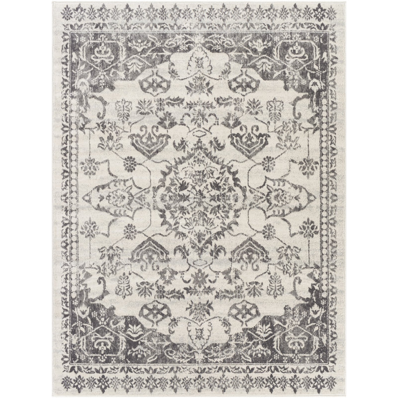 Tapis oriental ivoire / gris Shyann, Rectangle 5 pi 3 po x 7 pi 1 po