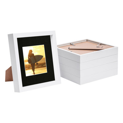 White Shadow Box Picture Frame - Set of 5 with Mat