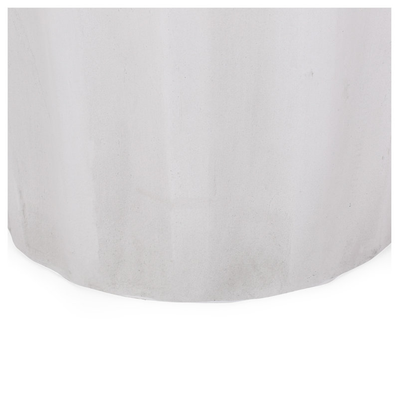 Table d'appoint d'extérieur en béton léger antique blanc avec bord ondulé, White
