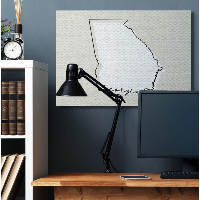 «Georgia Home State Map Neutral Design», impression sur toile, Toile tendue, H 36 po x l 48 po x P 1,5 po