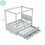 Lit plateforme à baldaquin en bois avec lit gigogne simple et 3 tiroirs de rangement-134000339-134000338
