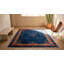 Rectangle Wool Blue Hand Knotted Pile Floral Antique 1920s Rug