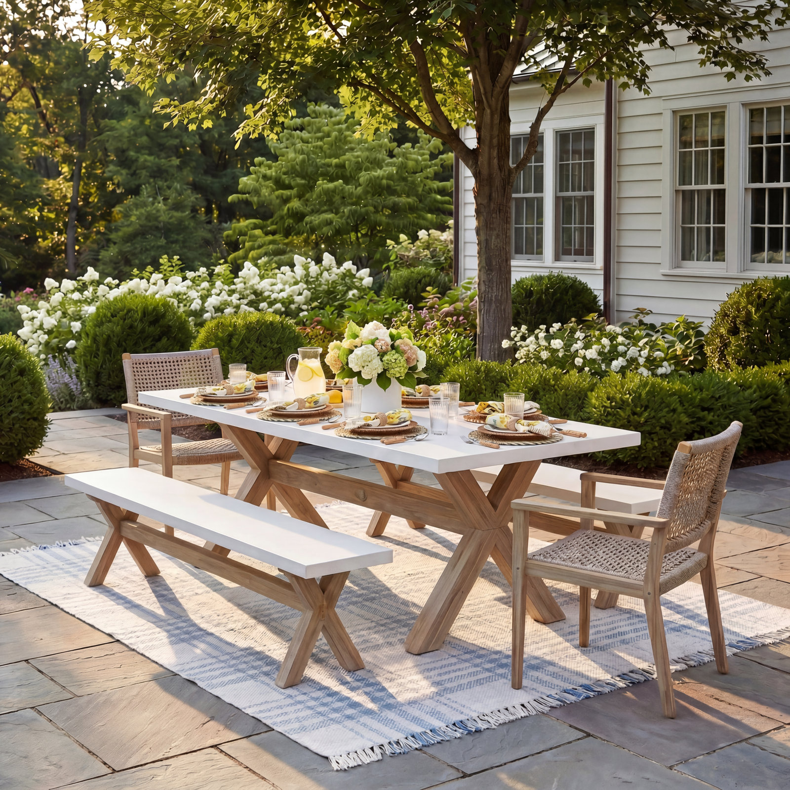 Fleur 74" Eucalyptus Patio Dining Set